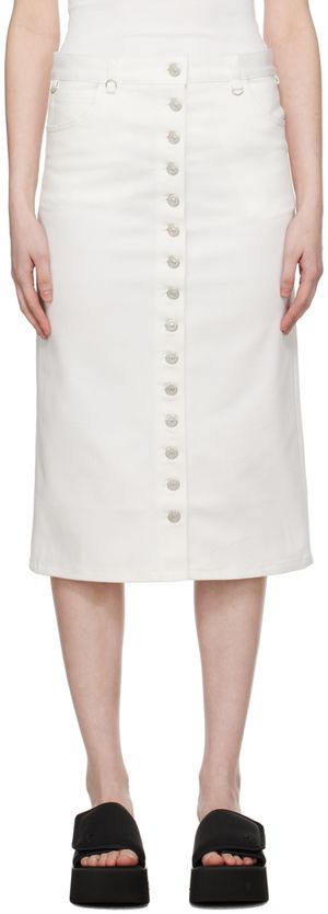 Courrèges Jupe midi Multiflex blanche en denim