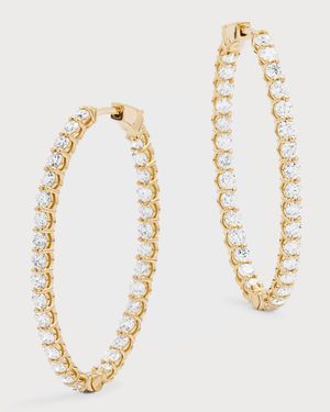 18K Yellow Gold GH/SI1 Diamond Oval-Shaped Hoop Earrings, 1.75"L, 4.65tcw