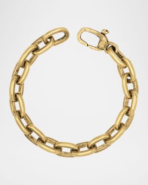 Men's Distressed Brass Link Bracelet, 8"L