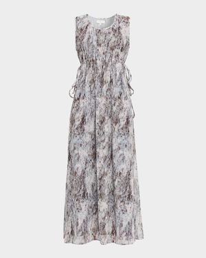 Sleeveless Gathered Waist Midi Dress