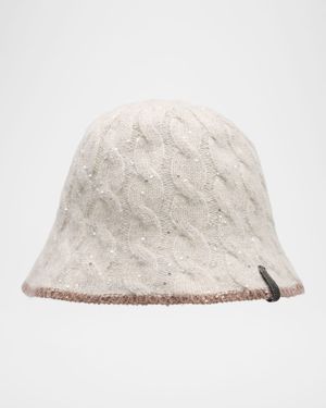 Sequined Cable Knit Bucket Hat