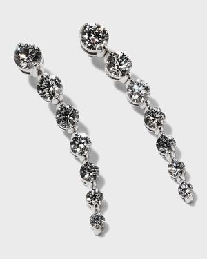 18k White Gold Diamond Graduate Dangle Earrings, 8tcw, 2"L