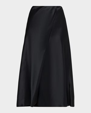 Demi Satin Midi Wrap Skirt