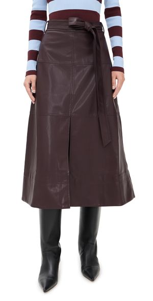 Tanya Taylor Hudley Faux Leather Skirt Oxblood 0
