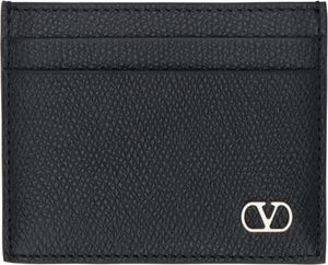 Valentino Garavani Black VLogo Signature Grainy Calfskin Card Holder