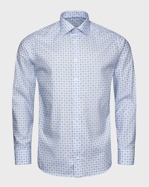 Men's Signature Twill Medallion-Print Slim-Fit Dress Shirt