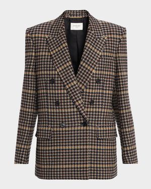Houndstooth Check Double-Breasted Jacket