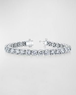18K Gold Round-Cut Diamond Buttercup Tennis Bracelet, 3.55tcw, 7"L