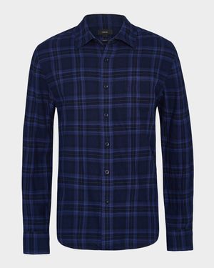 Men's Cotton Plaid Button-Down Shirt