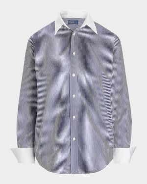 Extended-Cuff Striped Cotton Shirt