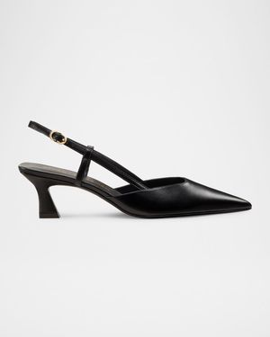 Vinnie Leather Kitten Slingback Pumps