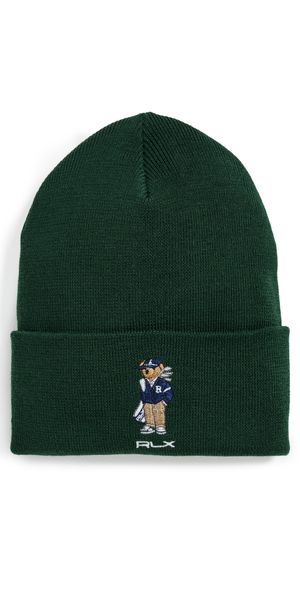 RLX Ralph Lauren Merino Wool Golf Bear Beanie Northwest Pine One Size