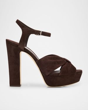 Heloise 120 Suede Ankle-Strap Platform Sandals