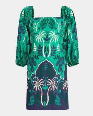 Montauk Puff-Sleeve Cotton Poplin Mini Dress