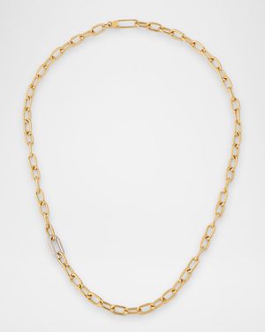 18K Gold Paperclip Necklace with Diamonds