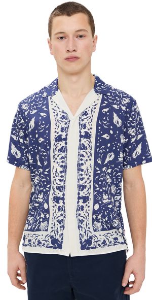 Orlebar Brown Maitan Cowry Capri Collar Shirt River Blue S