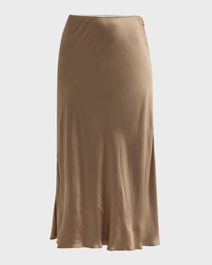 Bias-Cut Viscose Satin Midi Skirt