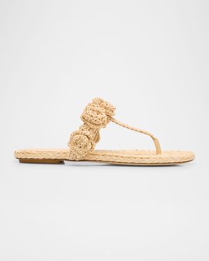Magnolia Raffia T-Strap Sandals