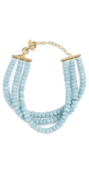 Lele Sadoughi Diana Triple Row Choker Blue Aventurine One Size