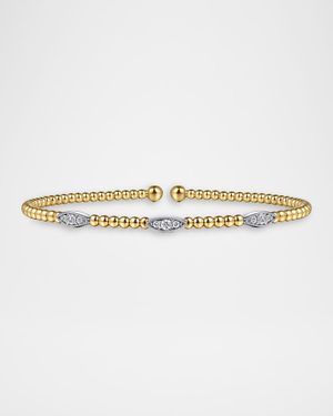 14K White and Yellow Gold Bujukan Diamond Marquise Stations Bangle