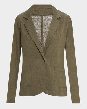 Stretch Linen One-Button Blazer