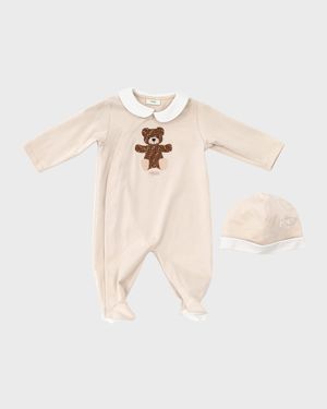 BABY FOOTIE AND HAT SET WITH ORIGINAL FF BEAR PRINT