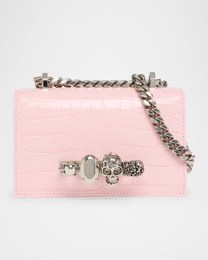 Jeweled Mini Mock-Croc Satchel Bag