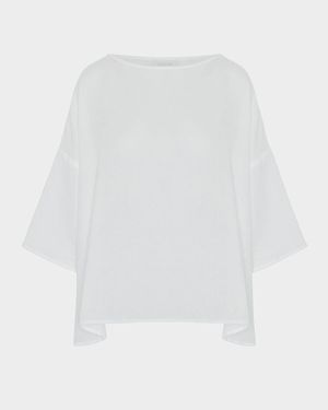 Sloped Shoulder Wide A-Line Scoop Neck Top (Mid Length)