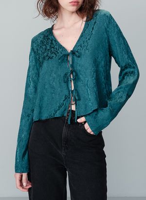 Grace Et Mila - Top Col V jacquard - Taille L - Vert