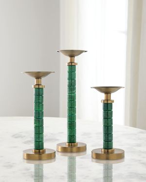 Jade Garden Candlesticks, Set of 3