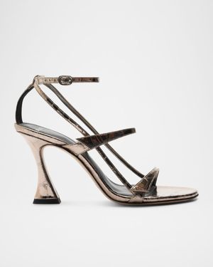 Tita Metallic Leather Cage Heel Sandals