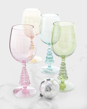 Christmas Tree Wine Glasses in Gift Box, Set of 4