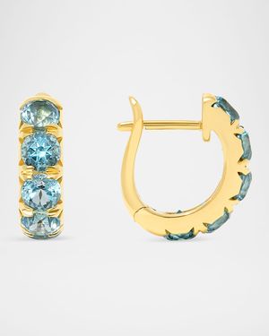 The Midi Gemstone Hoop Earrings in 18K Yellow Gold
