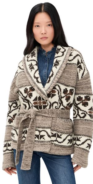 Polo Ralph Lauren Wool Blend-Long Sleeve-Shawl Collar Cardigan Natural Multi L