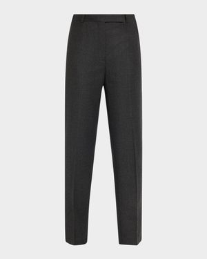 High-Waist Virgin Wool Tapered Ankle Pants