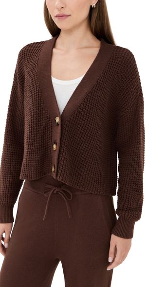 Eberjey Recycled Sweater Cropped Cardigan Chocolate M