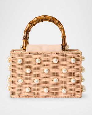 Chloe Pearly Rattan Box Top-Handle Bag