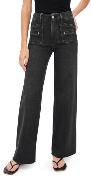PAIGE Anessa Jeans with Welt Patch Pockets + Raw Hem Space Black 30
