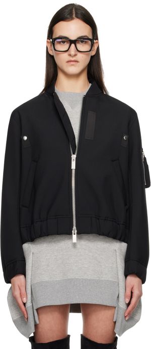 sacai Black Suiting Bonding Bomber Jacket