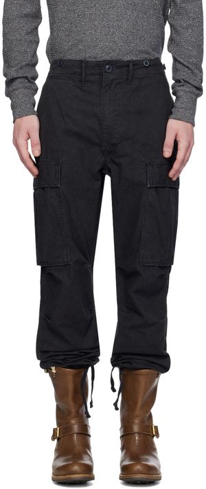 RRL Black Surplus Cargo Pants