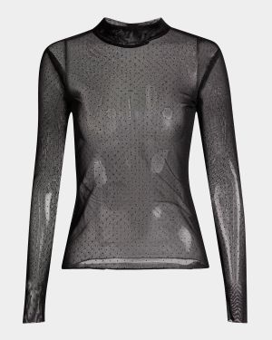 Ayla Metallic Dot Long-Sleeve Top