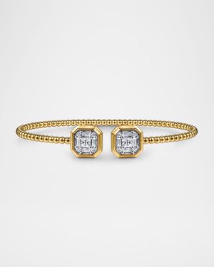 14K Yellow Gold Bujukan Baguette and Princess Diamond Split Bangle Bracelet