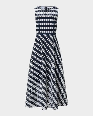 Dot Cut-Out Guipure Fit-Flare Midi Dress