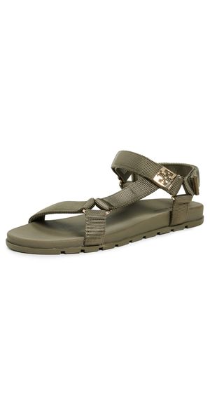 Tory Burch Mellow Trail Sandals Deep Olive/Gold 6