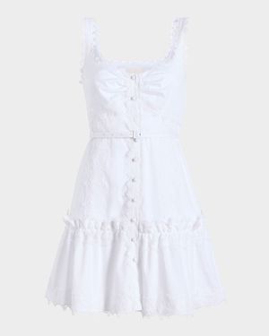 Aziza Embellished Button-Front Mini Dress