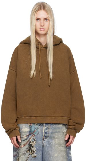 Acne Studios Pull à capuche teint en plongée brun clair