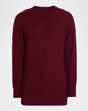 Men's Quadrant Knit Cashmere and Silk Crewneck Sweater