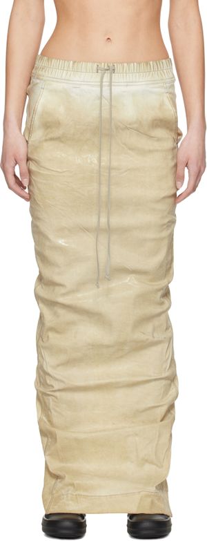 Rick Owens DRKSHDW Beige Hollywood Pull On Pillar Denim Maxi Skirt
