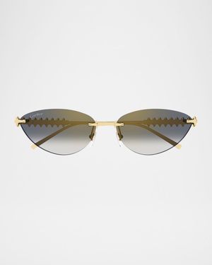 Rimless Metal Cat-Eye Sunglasses