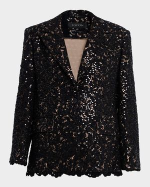 Willa Sequined Lace Boyfriend Blazer